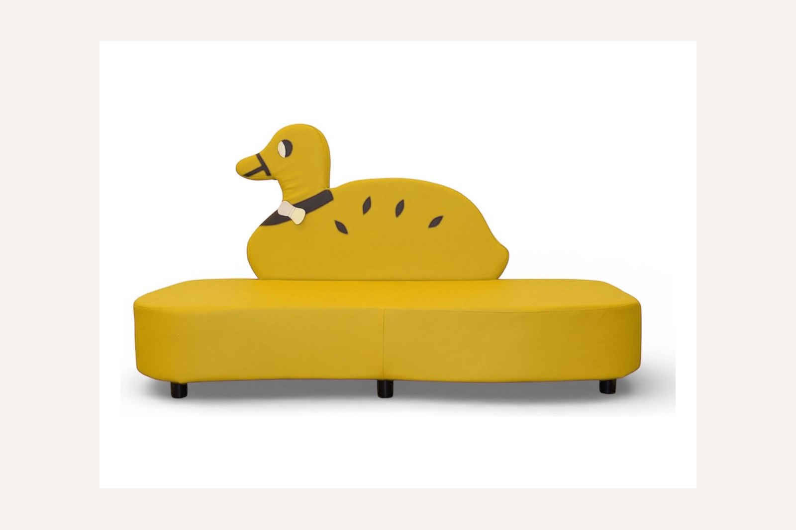 Gelbes Enten-Sofa mit geschwungener Sitzbank